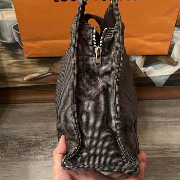 Hermès Fourre Tout MM Canvas Tote Bag Black Grey Toile Lining Silver Hardware - Picture 5 of 11